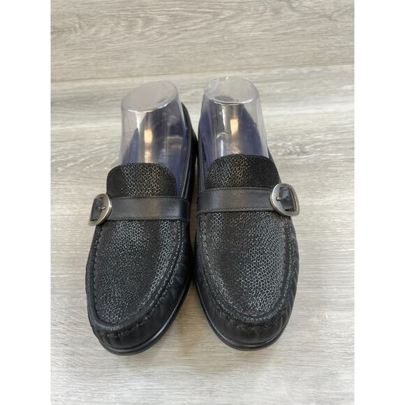 SAS Lara 3726 Women's US 8N Black Leather Slip-On Round Moc Toe Loafer Shoes - Picture 2 of 10
